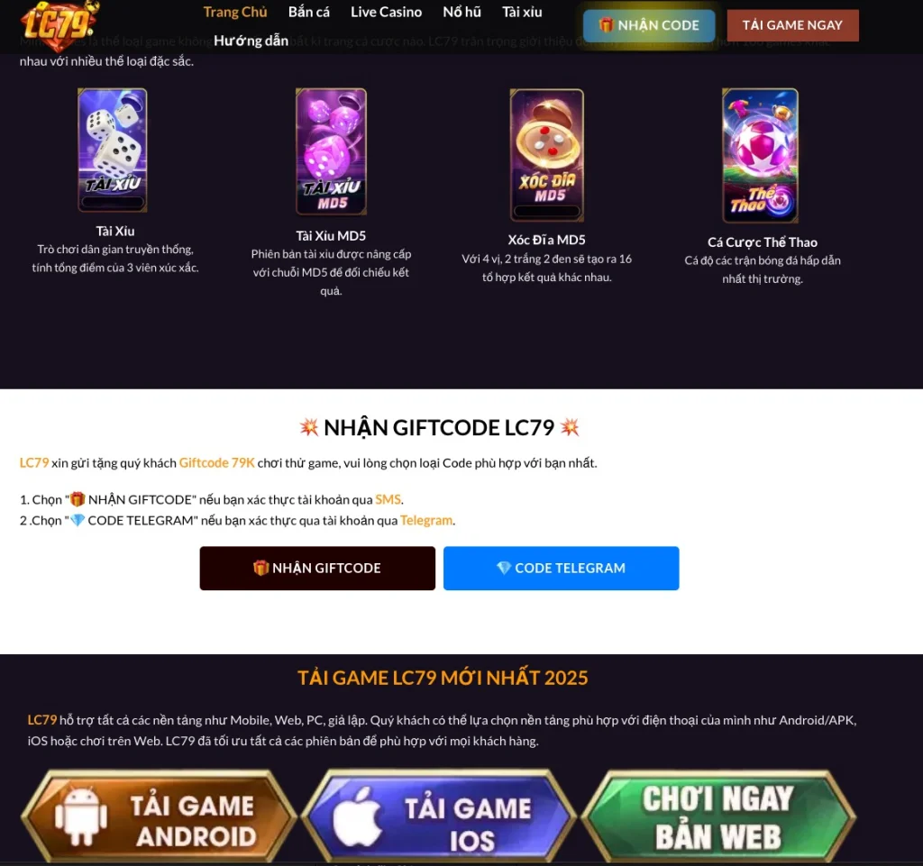 Giao diện nhận code LC79 win 79k dành cho tân thủ mới