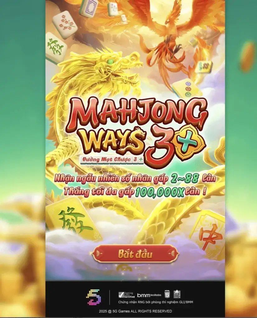 Đường Mạt Chược 3+ (Mahjong Ways 3+) 5G tại LC79 – slot mạt chược, Dragon Respin, Free Game, số nhân 2×–88×, thắng tối đa 100.000×