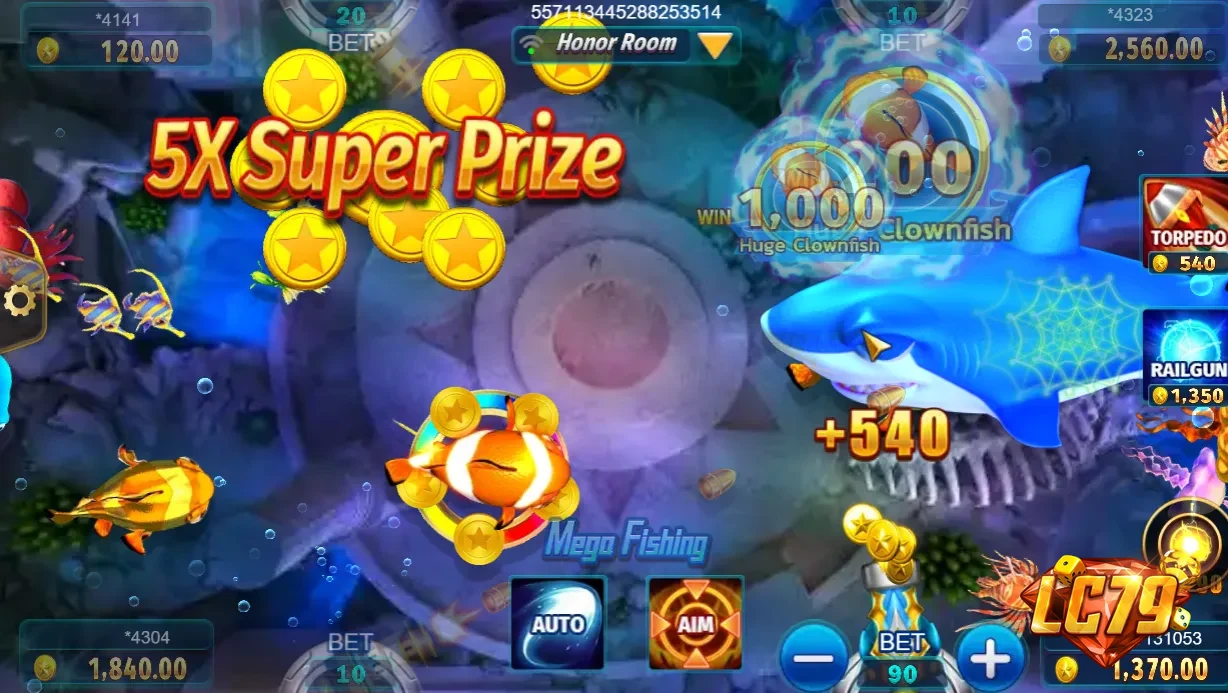 Gameplay bắn cá Mega Fishing LC79 với 5X Super Prize