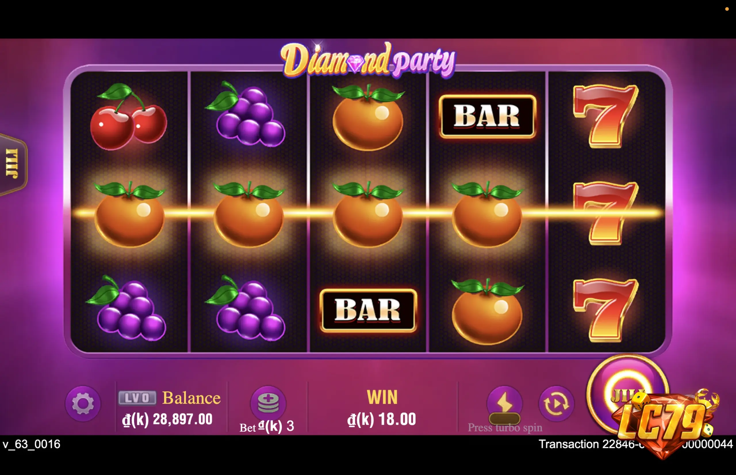 Cơ chế Diamond Reward và Lock Respin trong Diamond Party LC79