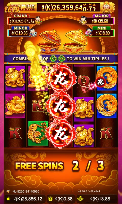 Gameplay Free Spins Dragon LC79 – biểu tượng rồng vàng xếp chồng