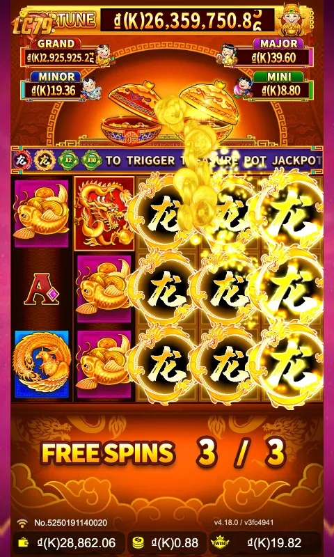 Expanding Wild Dragon JDB – cột giữa đầy biểu tượng rồng trong Free Spins tại LC79