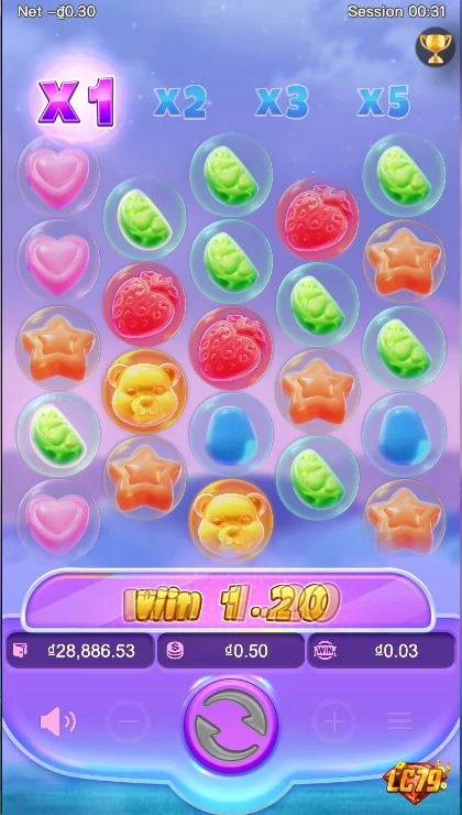 Một combo trúng thưởng trong Fruity Candy LC79