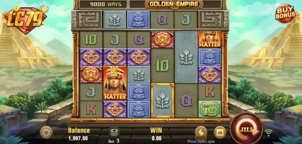 Giao diện chính Golden Empire JILI tại LC79 – đền thờ Inca, 6 cuộn, 32.400 ways to win