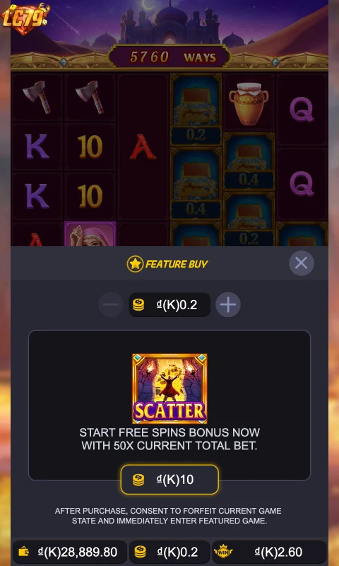 Feature Buy Open Sesame Mega LC79 với tùy chọn mua Free Spins 50x