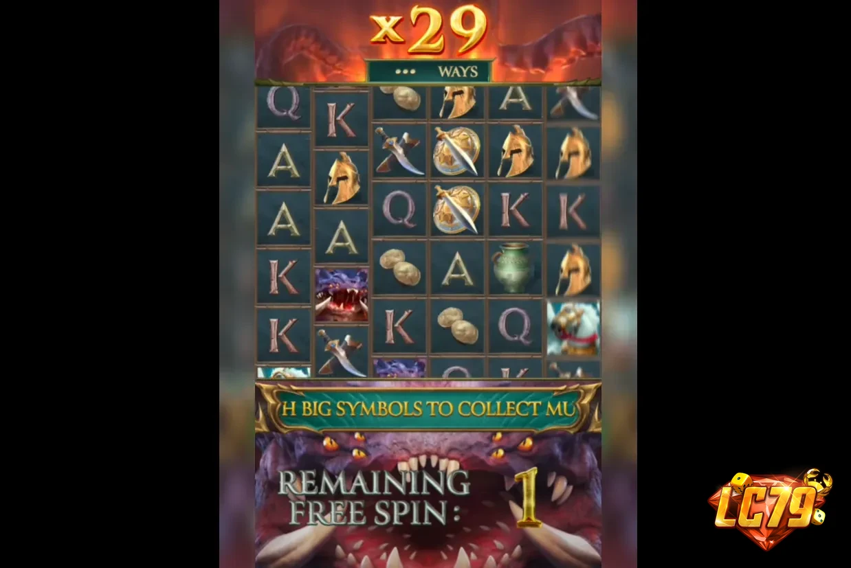 Nhân số tích luỹ x29 và 1 Free Spin còn lại trong Legend of Perseus