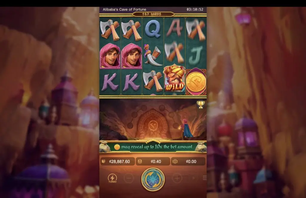 Ảnh giao diện chính game Alibaba's Cave of Fortune (slot PG) chơi tại LC79