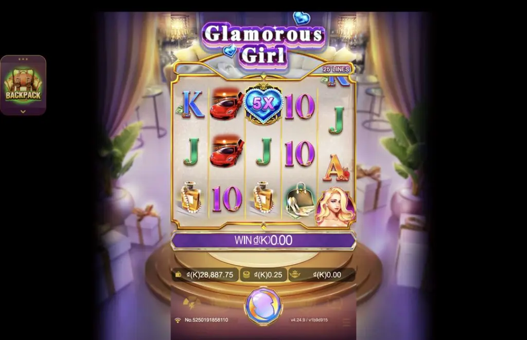 Ảnh giao diện chính game Glamorous Girl (slot JDB) chơi tại LC79