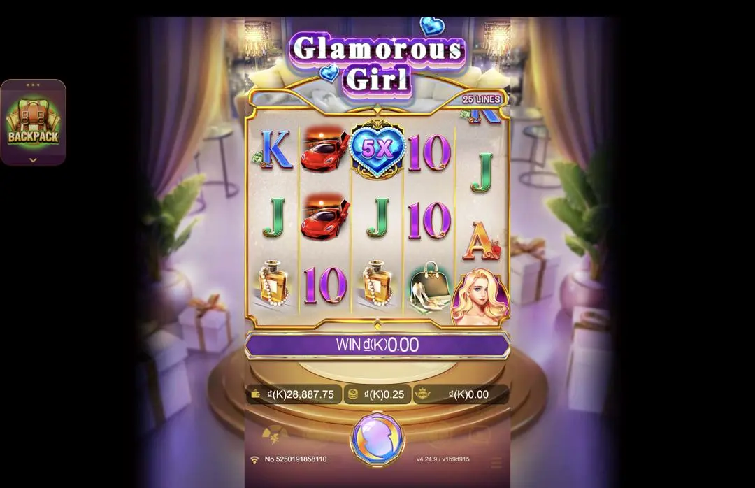 Ảnh giao diện chính game Glamorous Girl (slot JDB) chơi tại LC79