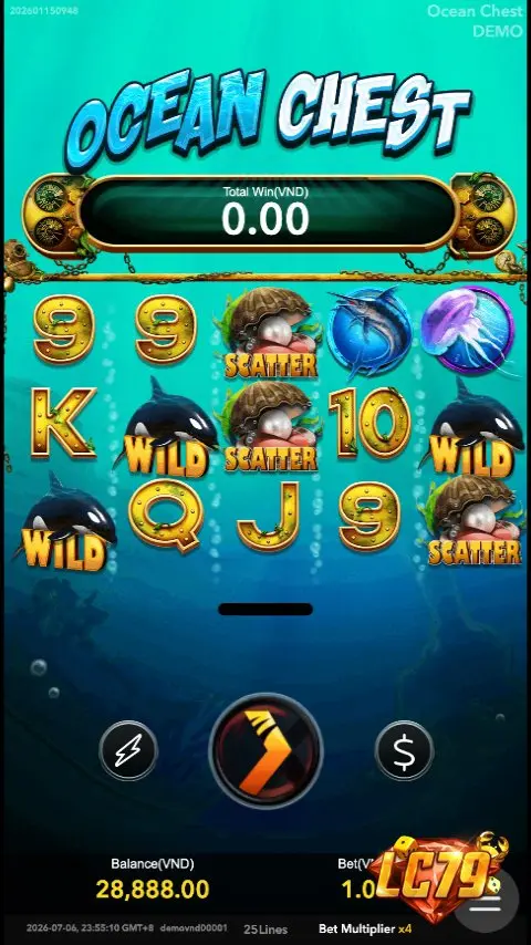 Ảnh bảng biểu tượng & tính năng game Ocean Chest (slot NEXTSPIN) chơi tại LC79