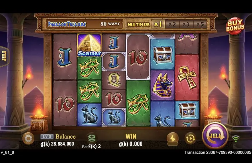 Ảnh màn hình gameplay game Pharaoh Treasure (slot JILI) chơi tại LC79