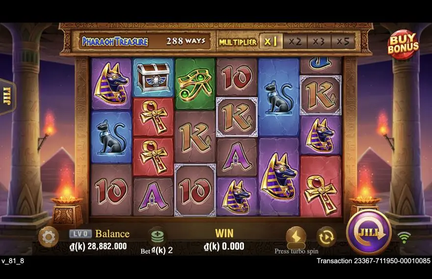 Ảnh bảng biểu tượng & tính năng game Pharaoh Treasure (slot JILI) chơi tại LC79