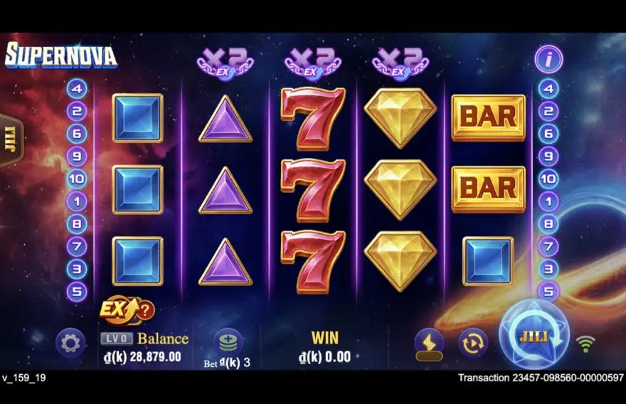 Ảnh bảng biểu tượng & tính năng game Supernova (slot JILI) chơi tại LC79