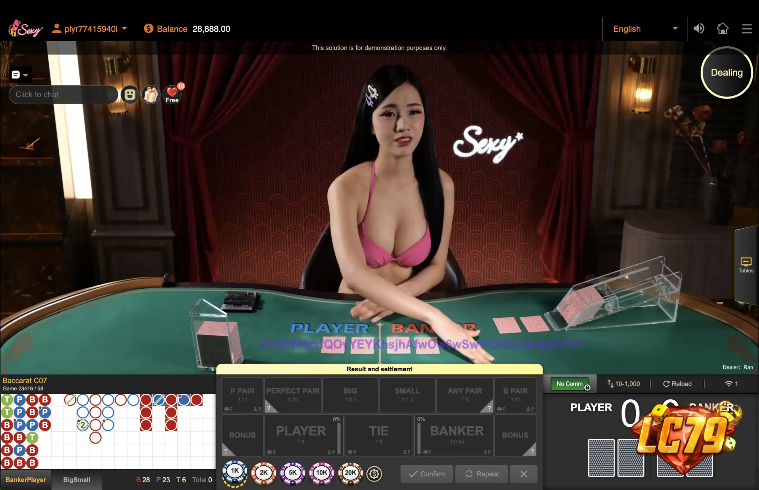 Tỉ lệ trả thưởng Baccarat thật tại LC79