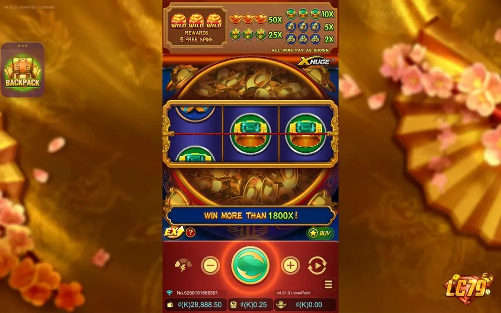 Ảnh giao diện chính game Treasure Bowl (slot JDB) chơi tại LC79