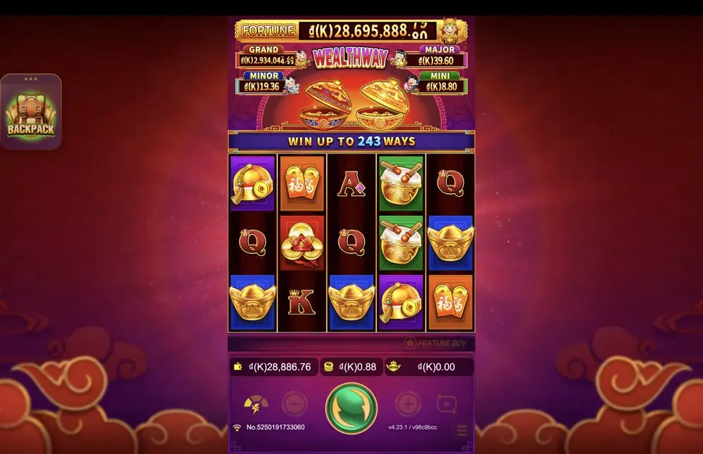 Ảnh bảng biểu tượng & tính năng game Wealthway (slot JDB) chơi tại LC79