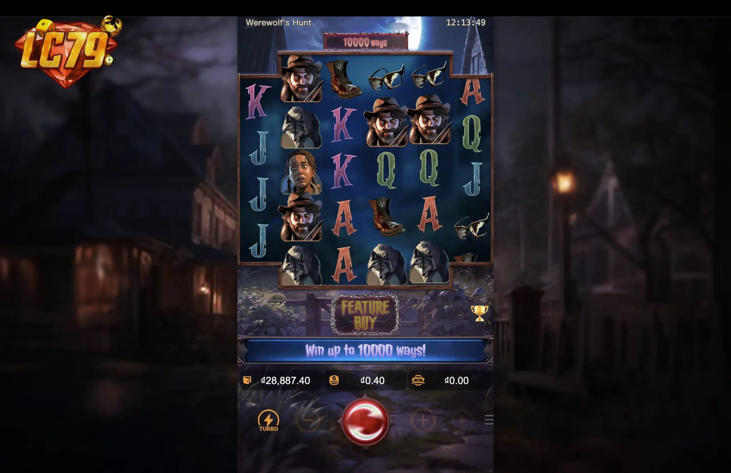 Màn hình chính Werewolf's Hunt tại LC79 với cơ chế 10,000 ways