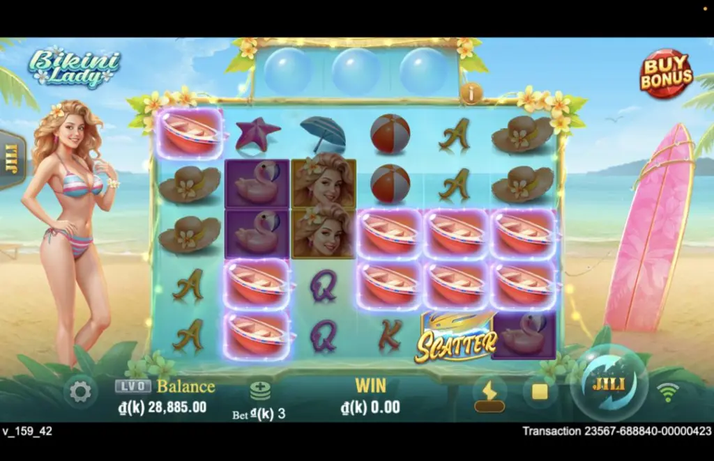 Ảnh giao diện chính game Bikini Lady (slot JILI) chơi tại LC79