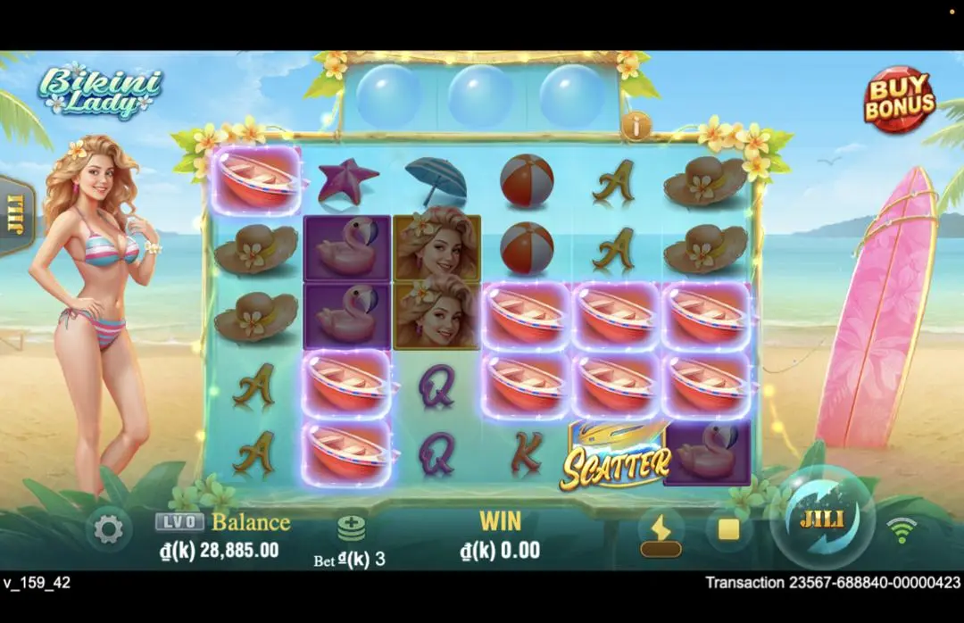Ảnh giao diện chính game Bikini Lady (slot JILI) chơi tại LC79