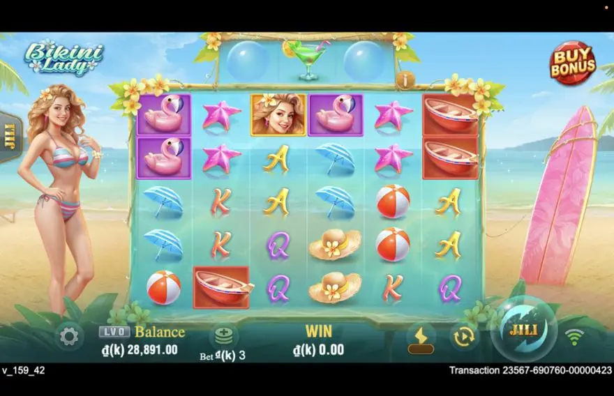 Ảnh màn hình gameplay game Bikini Lady (slot JILI) chơi tại LC79