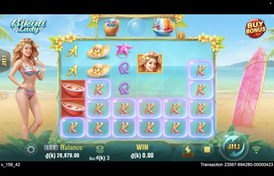 Ảnh bảng biểu tượng & tính năng game Bikini Lady (slot JILI) chơi tại LC79