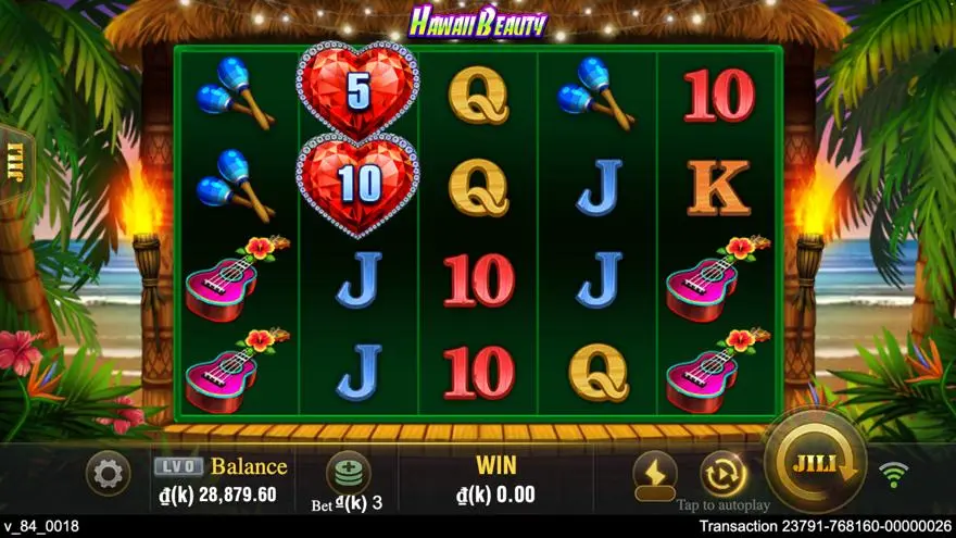 Ảnh bảng biểu tượng & tính năng game Hawaii Beauty (slot JILI) chơi tại LC79