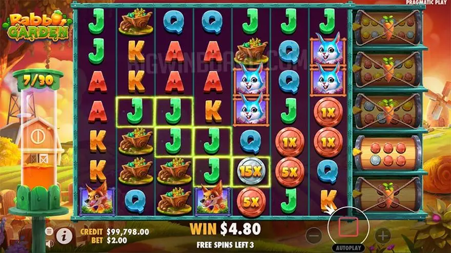 Ảnh màn hình gameplay game Rabbit Garden (slot PP) chơi tại LC79