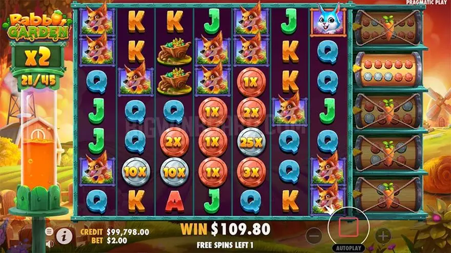 Ảnh bảng biểu tượng & tính năng game Rabbit Garden (slot PP) chơi tại LC79