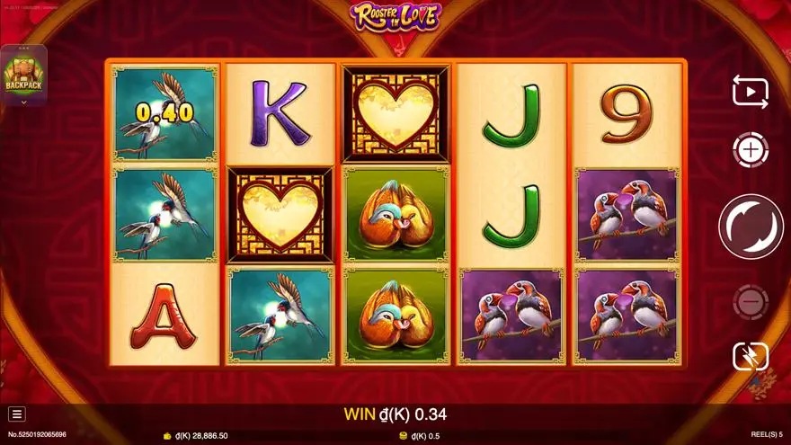 Ảnh bảng biểu tượng & tính năng game Rooster In Love (slot JDB) chơi tại LC79