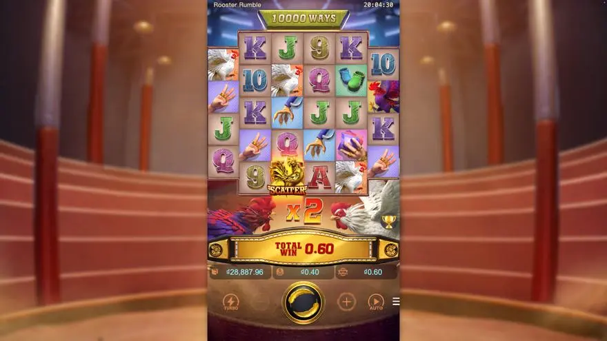 Ảnh bảng biểu tượng & tính năng game Rooster Rumble (slot PG) chơi tại LC79