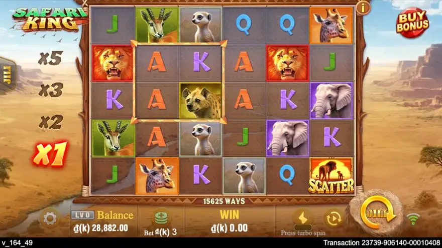 Ảnh màn hình gameplay game Safari King (slot PP) chơi tại LC79