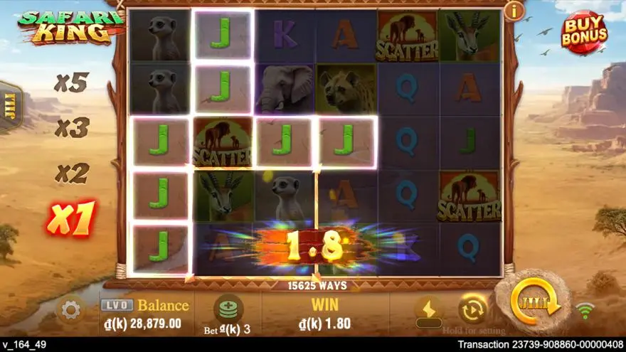 Ảnh bảng biểu tượng & tính năng game Safari King (slot PP) chơi tại LC79