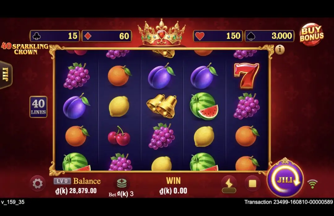 Ảnh giao diện chính game trải nghiệm 40 sparkling crown lc79 (slot) chơi tại LC79