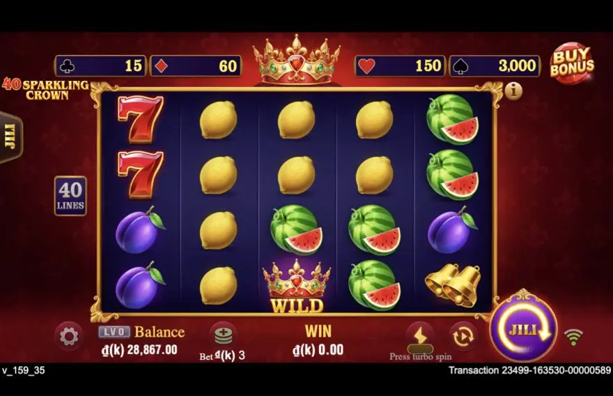 Ảnh màn hình gameplay game trải nghiệm 40 sparkling crown lc79 (slot) chơi tại LC79