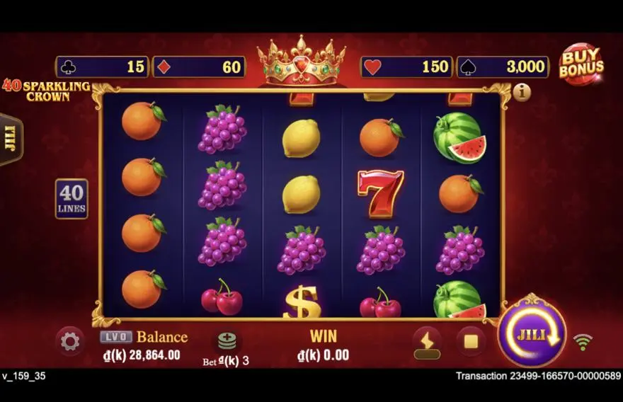 Ảnh bảng biểu tượng & tính năng game trải nghiệm 40 sparkling crown lc79 (slot) chơi tại LC79