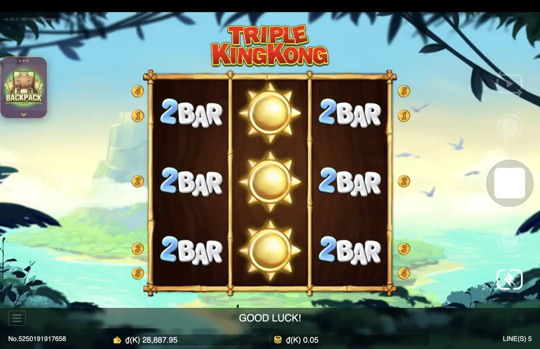 Ảnh giao diện chính game trải nghiệm triple king kong lc79 (slot) chơi tại LC79