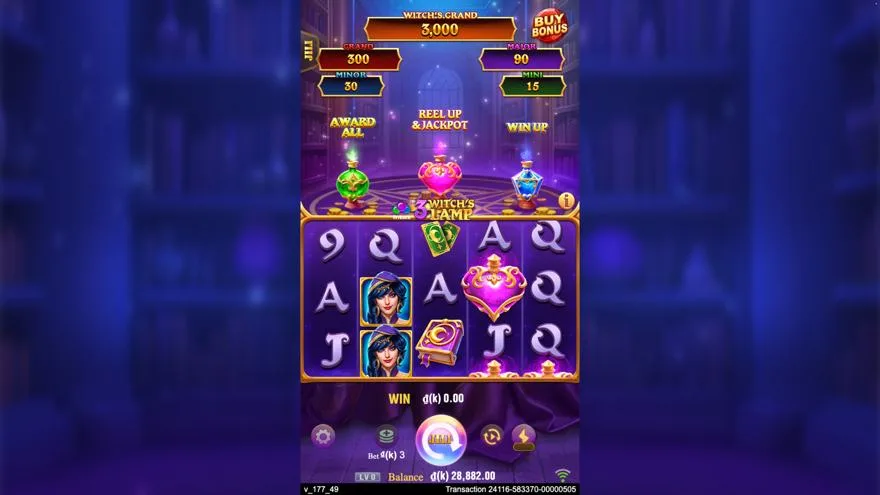 Ảnh màn hình gameplay game 3 Witch's Lamp (slot JILI) chơi tại LC79