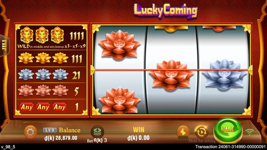 Ảnh bảng biểu tượng & tính năng game Lucky Coming (slot JILI) chơi tại LC79