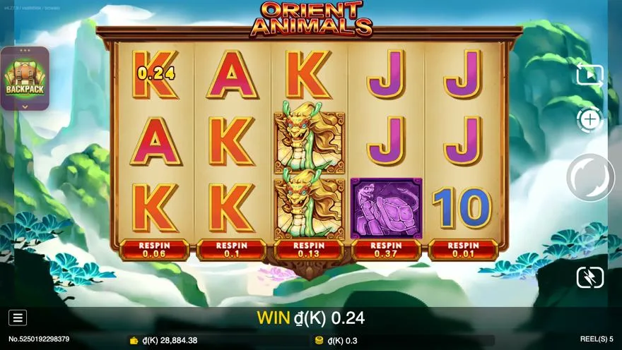 Ảnh bảng biểu tượng & tính năng game Orient Animals (slot JDB) chơi tại LC79