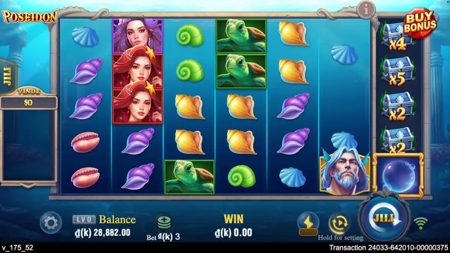 Ảnh bảng biểu tượng & tính năng game Poseidon (slot JILI) chơi tại LC79