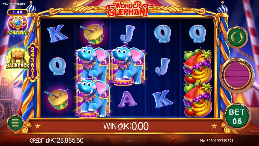 Ảnh giao diện chính game Wonder Elephant (slot JDB) chơi tại LC79
