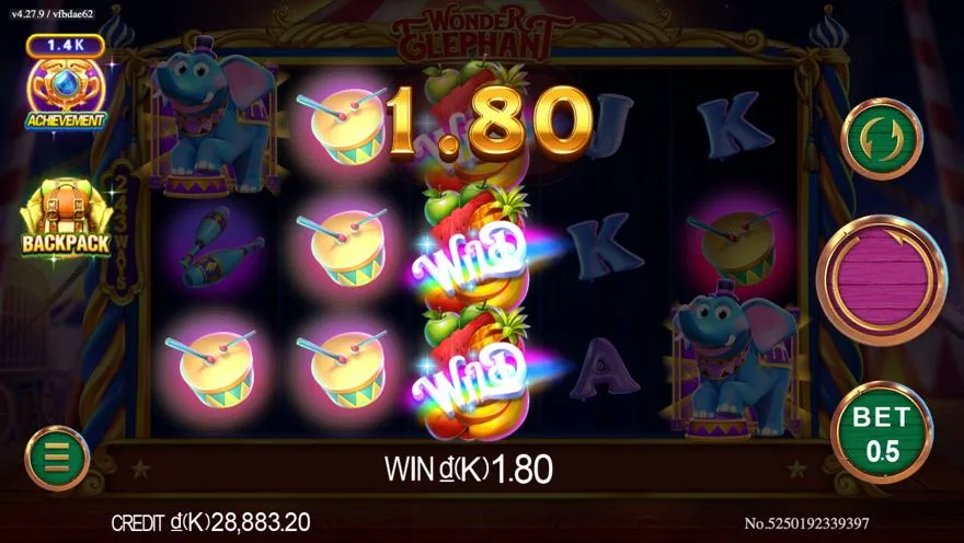Ảnh bảng biểu tượng & tính năng game Wonder Elephant (slot JDB) chơi tại LC79