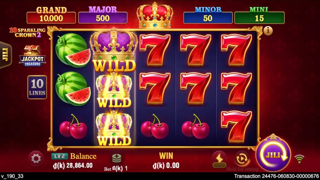 Ảnh giao diện chính game 10 Sparkling Crown 2 (slot JILI) chơi tại LC79