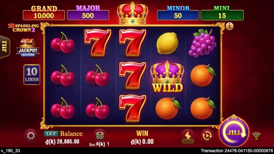 Ảnh bảng biểu tượng & tính năng game 10 Sparkling Crown 2 (slot JILI) chơi tại LC79