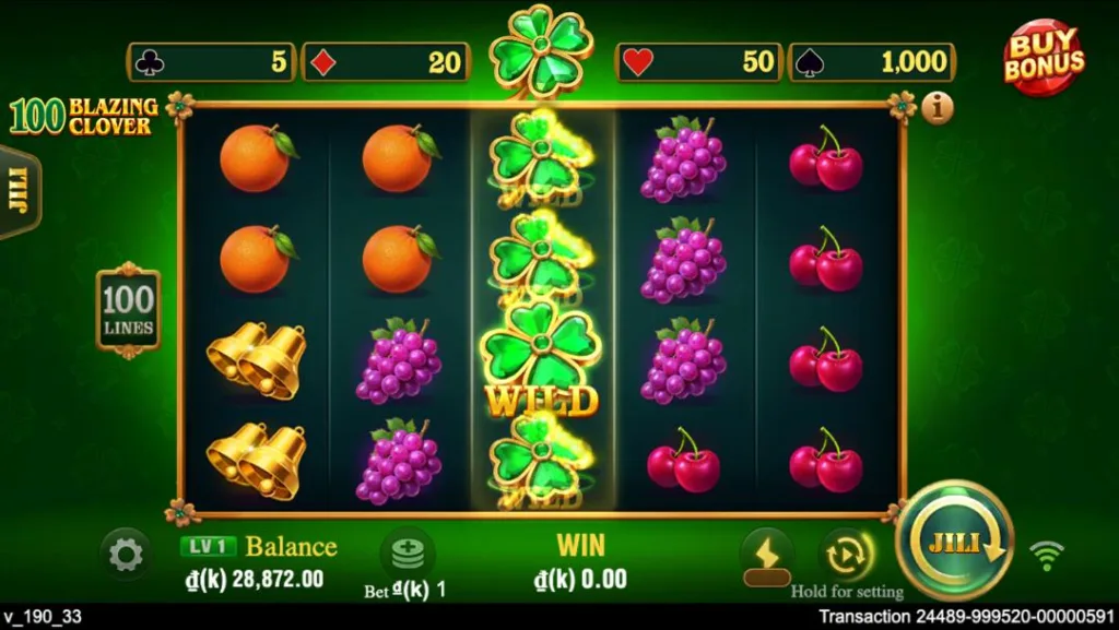 Ảnh giao diện chính game 100 Blazing Clover (slot JILI) chơi tại LC79