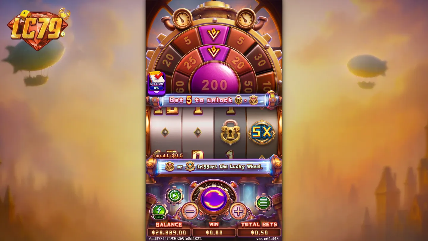 Giao diện Catla's Money Machine tại LC79 – Lucky Wheel phía trên với mức thưởng tới 200x