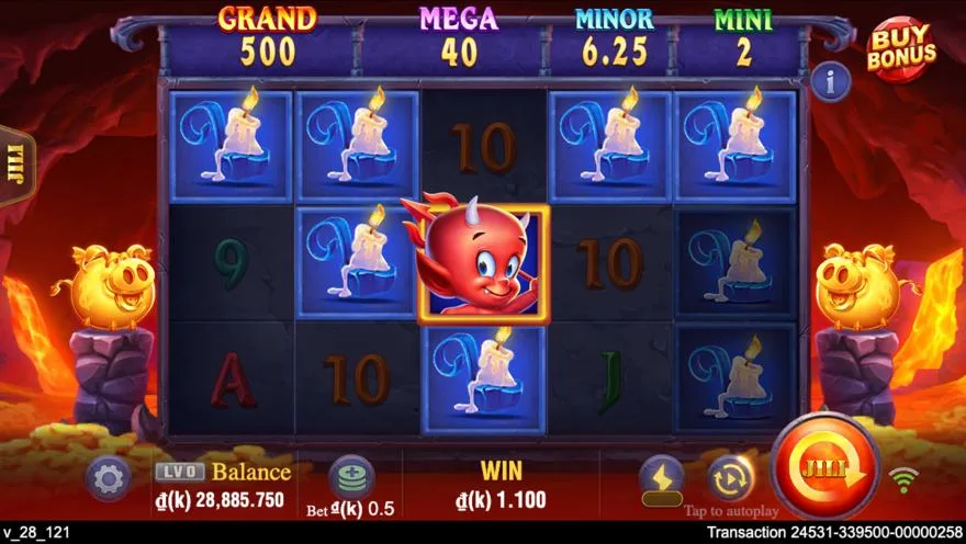 Ảnh bảng biểu tượng & tính năng game Devil Fire (slot JILI) chơi tại LC79