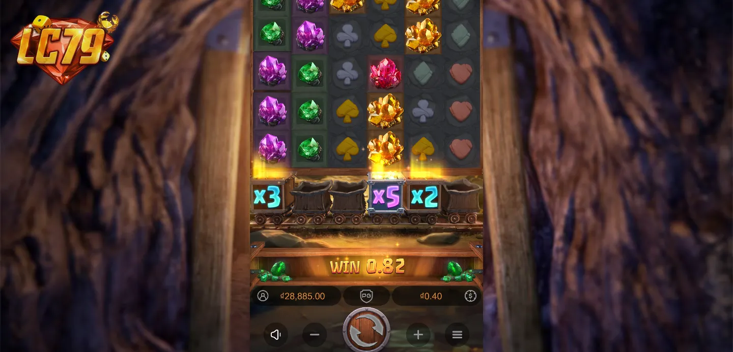 Gemstones Gold LC79 Train Multiplier x3 x5 x2 kích hoạt đồng thời PG Soft