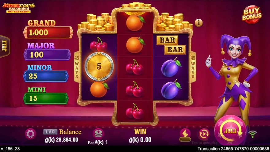 Ảnh bảng biểu tượng & tính năng game Joker Coins Expanded (slot JILI) chơi tại LC79