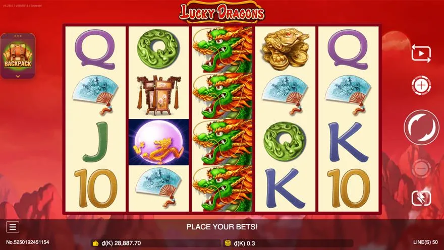 Ảnh màn hình gameplay game Lucky Dragons (slot JDB) chơi tại LC79
